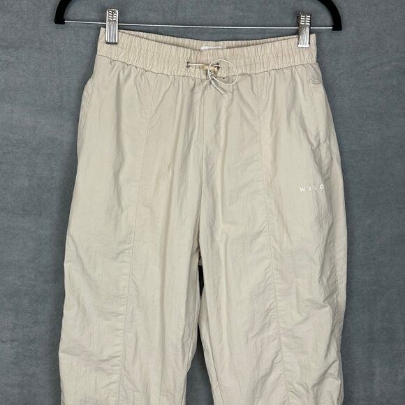 Wilo The Label Parachute Pants Womens Extra Small Tan Elastic Waist Jogger Gym - Picture 2 of 14
